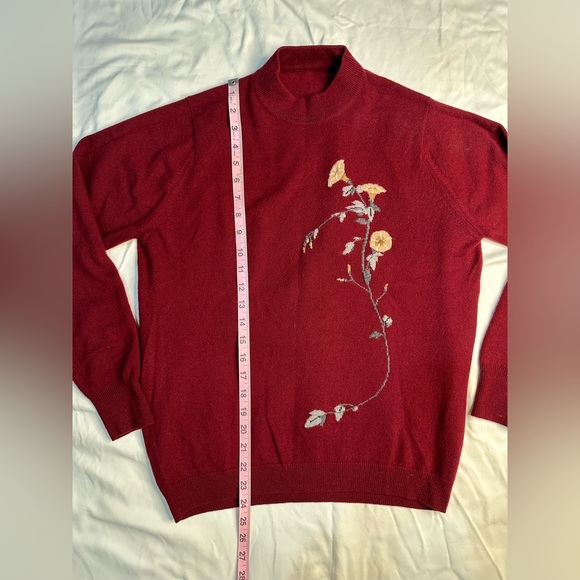 Vintage 90s Genevan of Tweeddale Burgundy Scottish Cashmere Turtleneck Sweater M - Picture 7 of 10